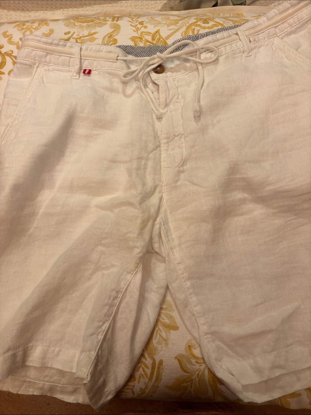 Men's White Linen Drawstring Chino Shorts